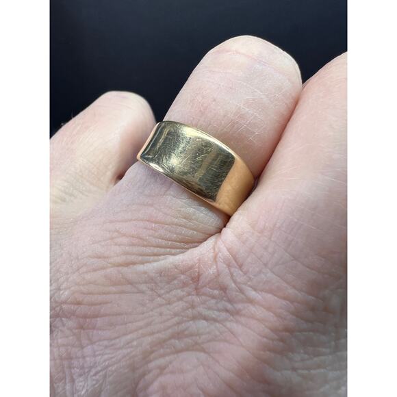 Vintage 14K Yellow Gold Wide Band Ring – Size 7 - Picture 7 of 14